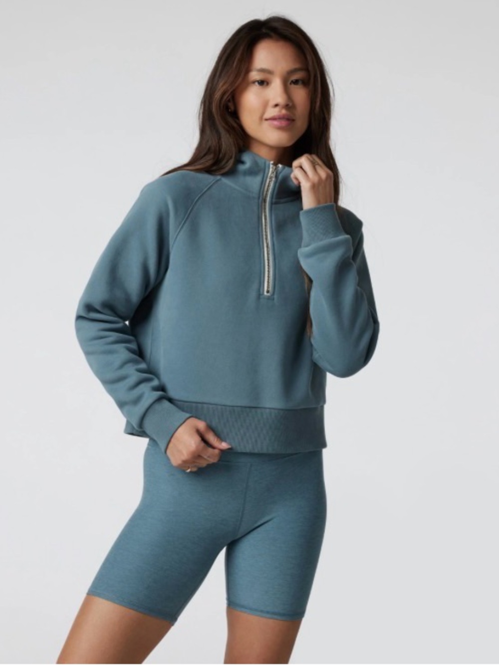 Vuori Restore Half Zip Hoodie Smoke Blue